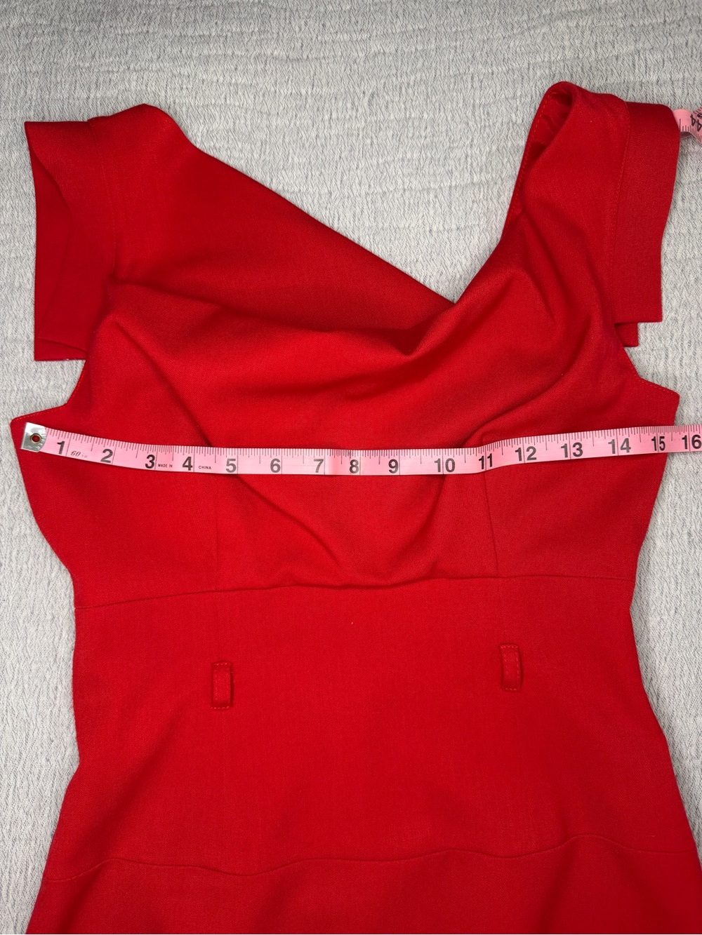 Black Halo Red Midi Sheath Dress with Slim Black Belt Size 2 - Picture 10 of 16